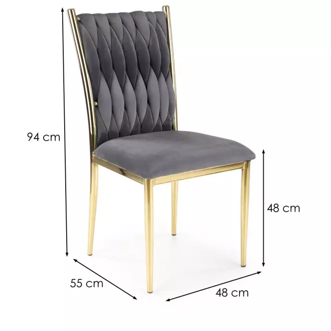 Szék K436 Velvet/Króm szürke/Aranysárga