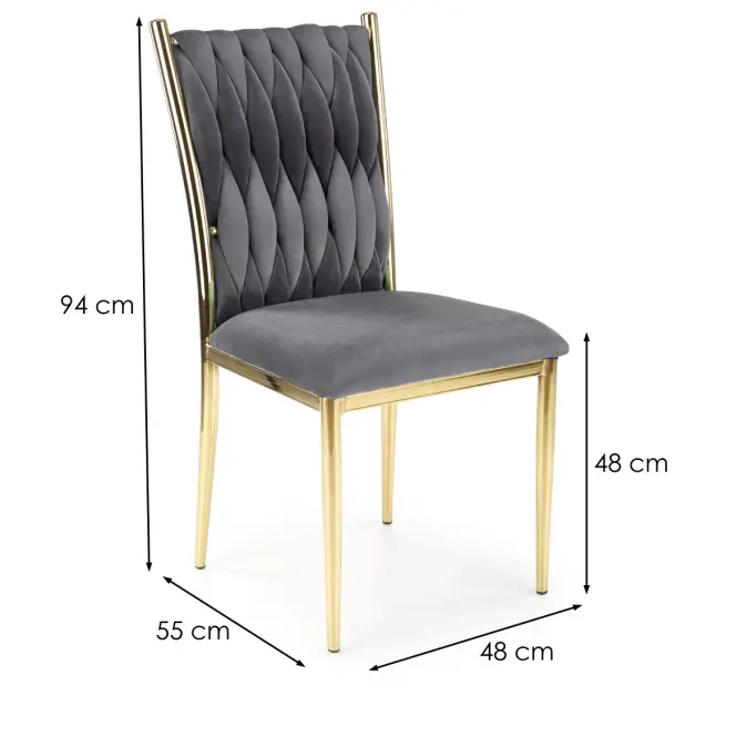 Szék K436 Velvet/Króm szürke/Aranysárga,2