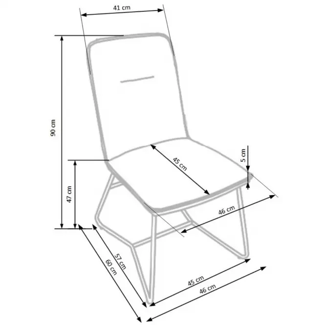Szék K390 Szövet/Eco bőr/Króm-Krém/Sötétszürke