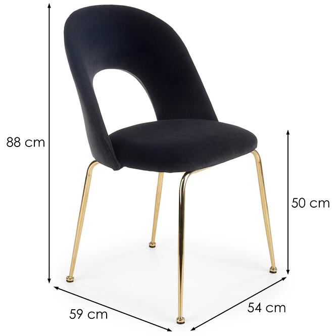Szék K385 Velvet/Króm fekete/Aranysárga
