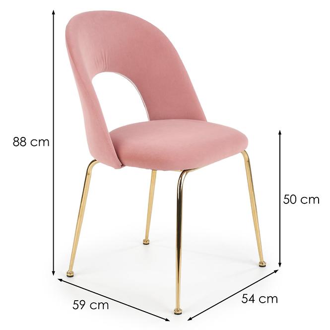 Szék K385 Velvet/Króm Rózsaszín/Aranysárga