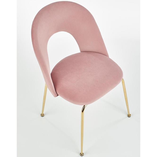 Szék K385 Velvet/Króm Rózsaszín/Aranysárga