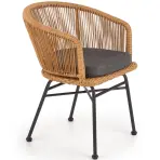 Szék K400 Rattan/Fém/Szövet Natural/szürke