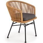 Szék K400 Rattan/Fém/Szövet Natural/szürke