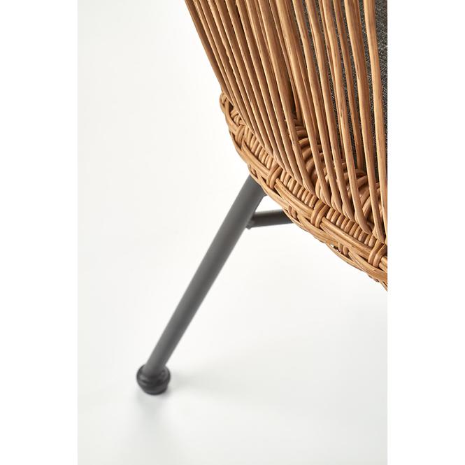 Szék K400 Rattan/Fém/Szövet Natural/szürke