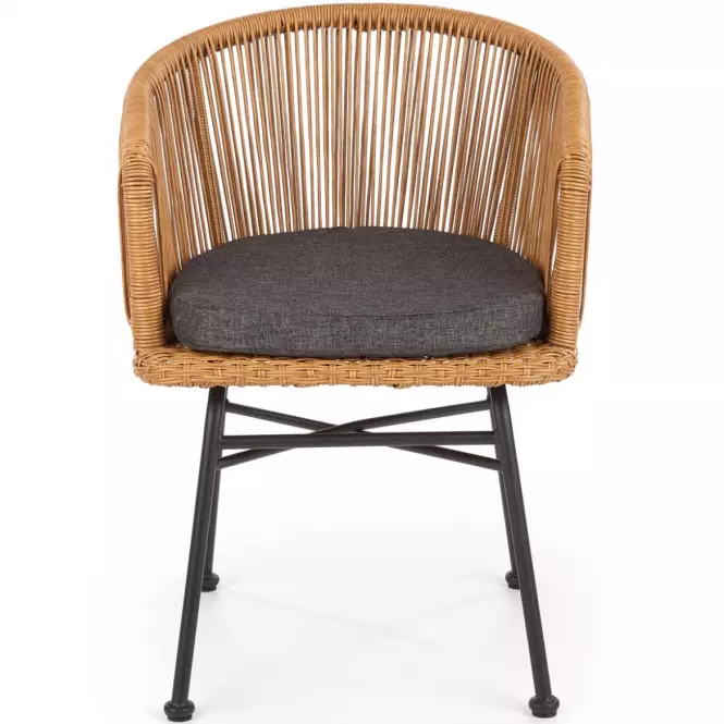Szék K400 Rattan/Fém/Szövet Natural/szürke