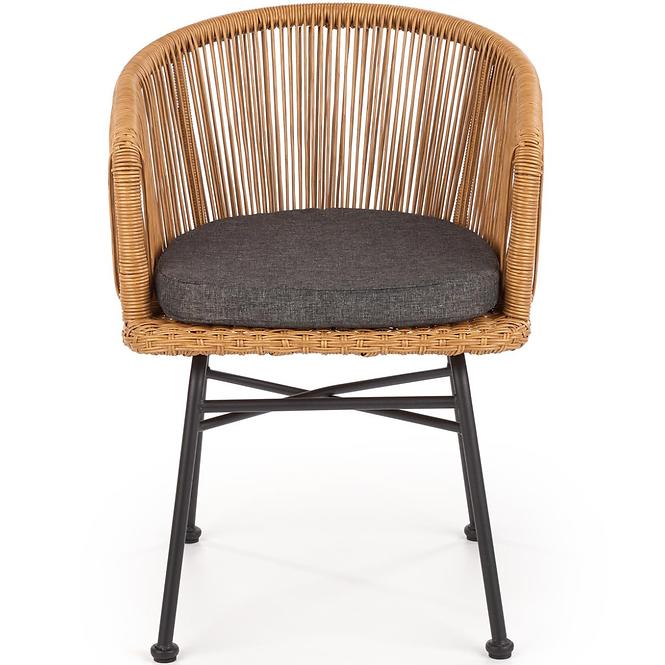 Szék K400 Rattan/Fém/Szövet Natural/szürke