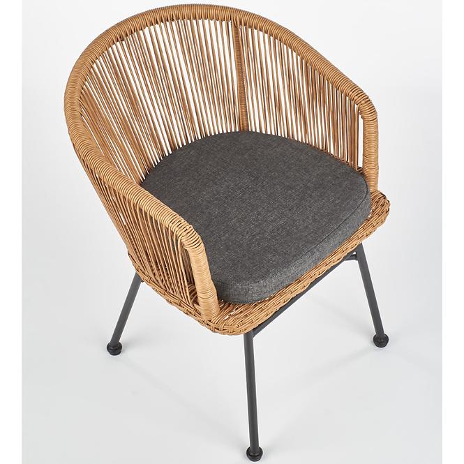 Szék K400 Rattan/Fém/Szövet Natural/szürke
