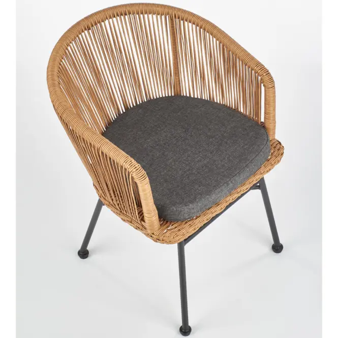 Szék K400 Rattan/Fém/Szövet Natural/szürke,12