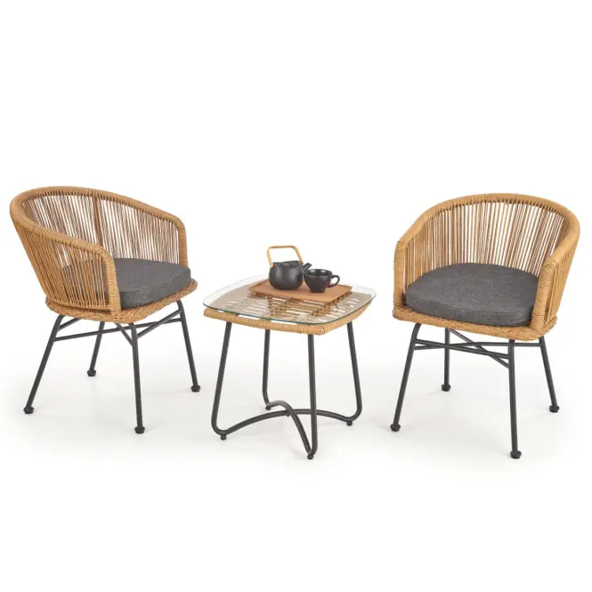 Szék K400 Rattan/Fém/Szövet Natural/szürke,14