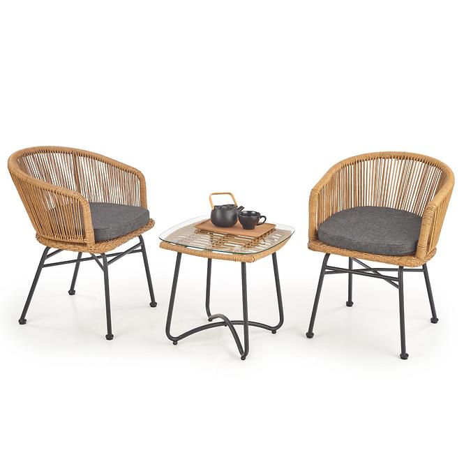 Szék K400 Rattan/Fém/Szövet Natural/szürke,14