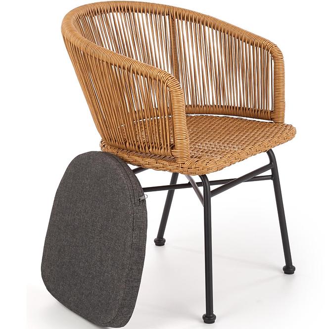 Szék K400 Rattan/Fém/Szövet Natural/szürke