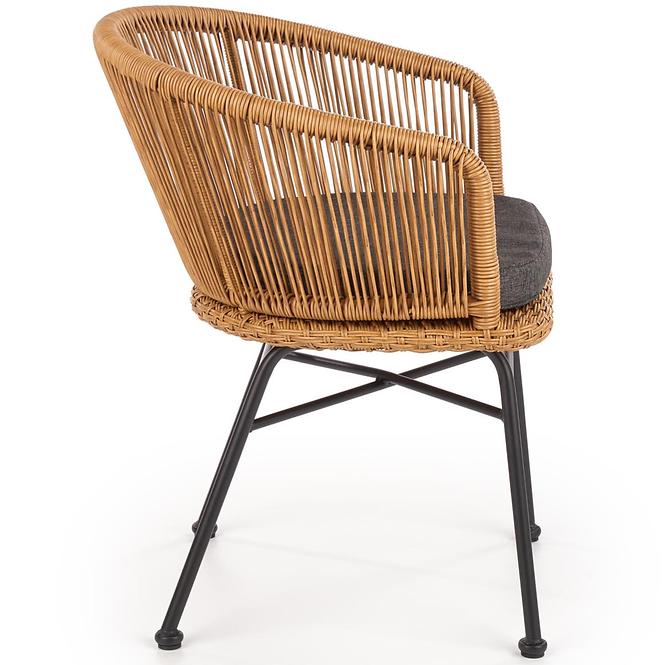 Szék K400 Rattan/Fém/Szövet Natural/szürke
