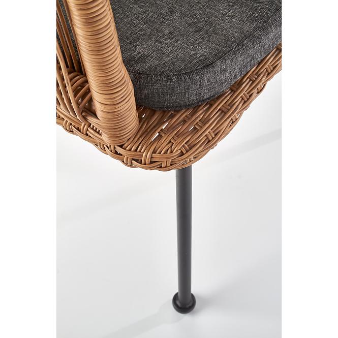 Szék K400 Rattan/Fém/Szövet Natural/szürke