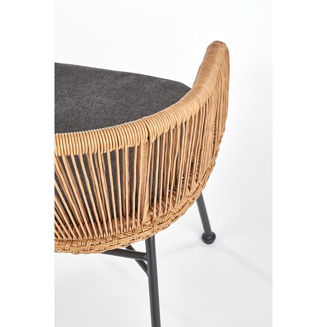 Szék K400 Rattan/Fém/Szövet Natural/szürke