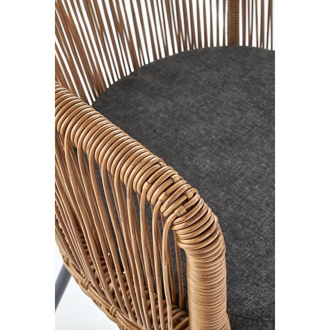 Szék K400 Rattan/Fém/Szövet Natural/szürke