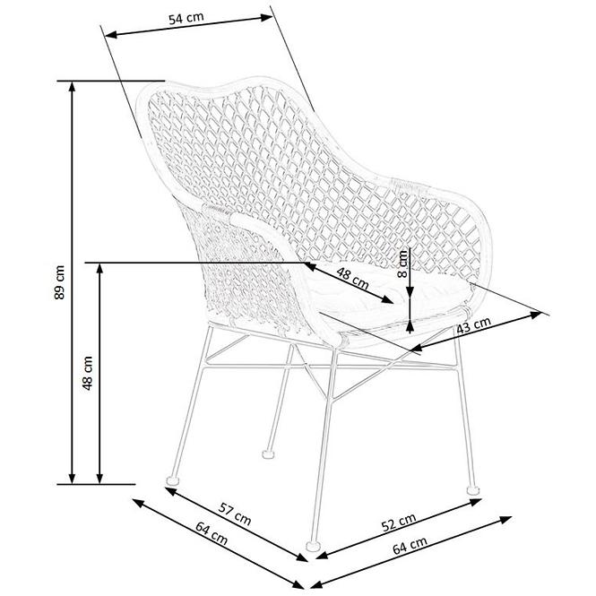 Szék K336 Rattan/Fém Natural/Sötétbarna