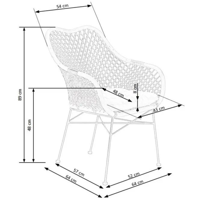 Szék K336 Rattan/Fém Natural/Sötétbarna,11