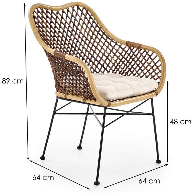 Szék K336 Rattan/Fém Natural/Sötétbarna