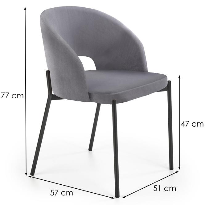 Szék K455 Velvet/Fém szürke