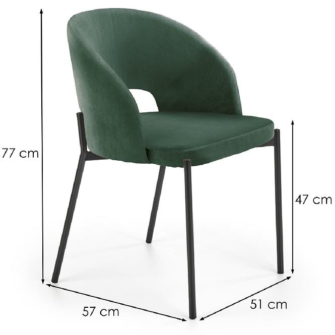 Szék K455 Velvet/Fém Sötétzöld