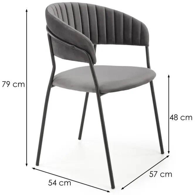 Szék K426 Velvet/Fém szürke