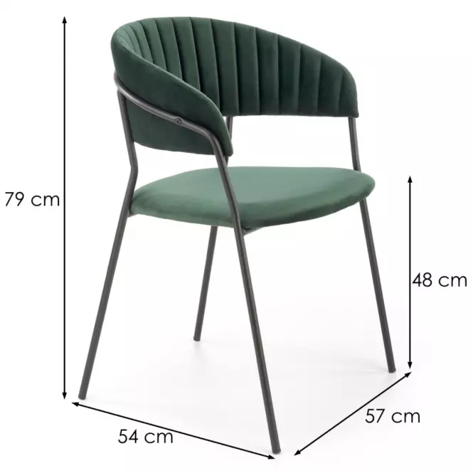 Szék K426 Velvet/Fém Sötétzöld