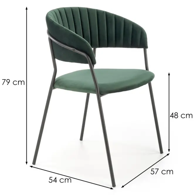 Szék K426 Velvet/Fém Sötétzöld,2