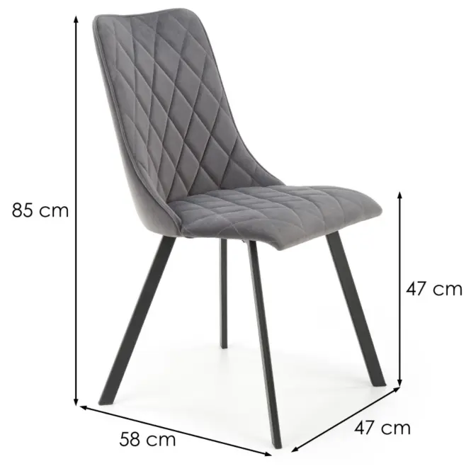 Szék K450 Velvet/Fém szürke
