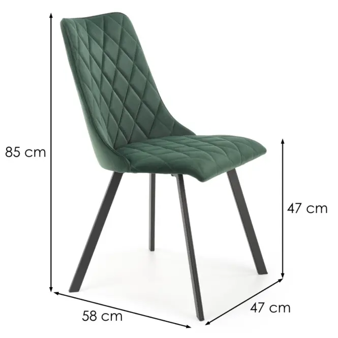 Szék K450 Velvet/Fém Sötétzöld,2