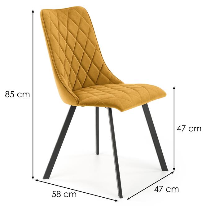 Szék K450 Velvet/Fém Mustár