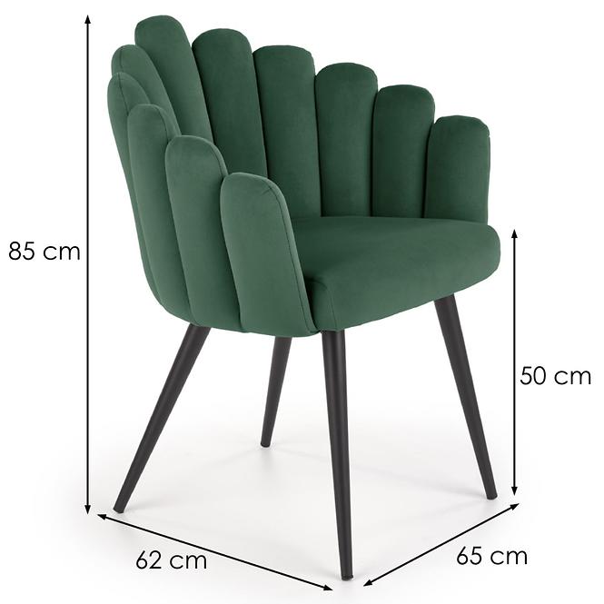 Szék K410 Velvet/Fém Sötétzöld