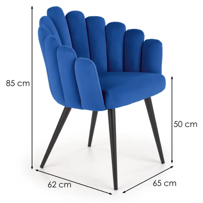 Szék K410 Velvet/Fém sötétkék