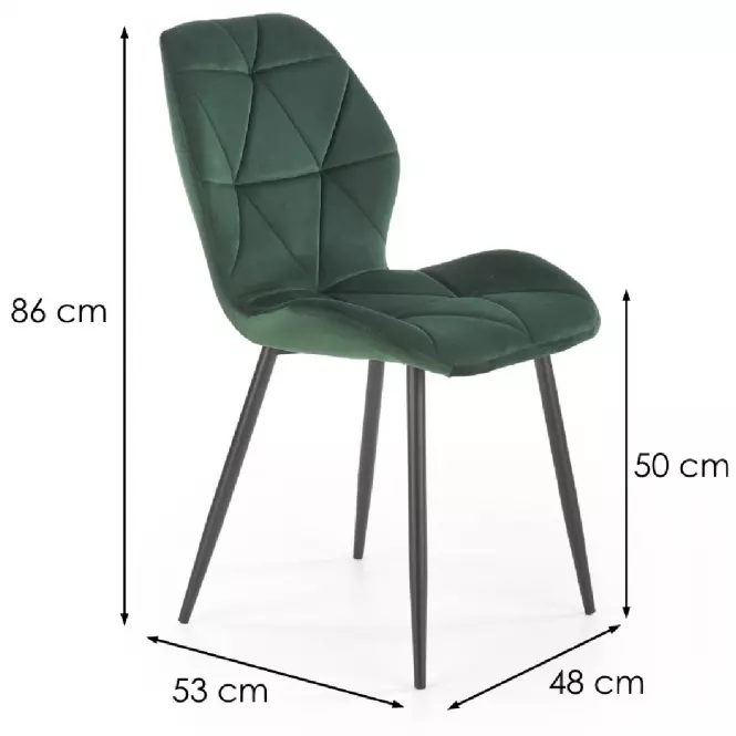 Szék K453 Velvet/Fém Sötétzöld