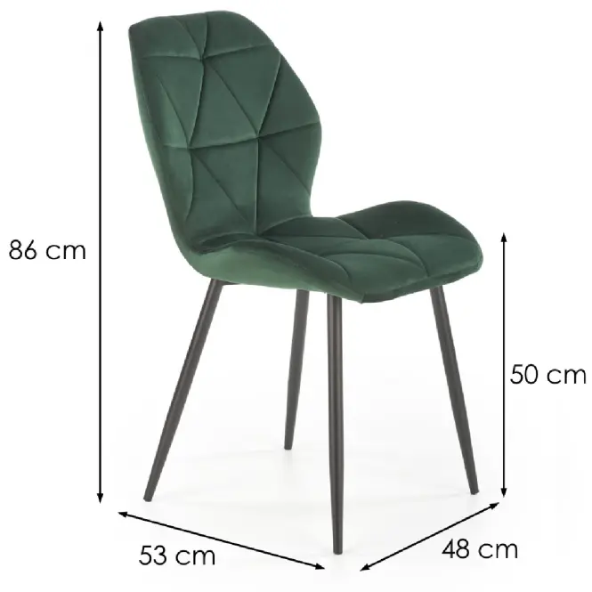 Szék K453 Velvet/Fém Sötétzöld,2