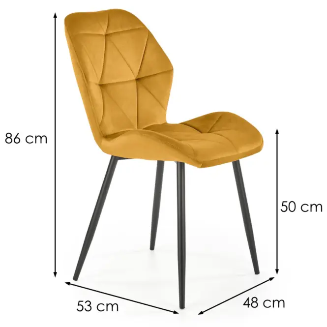 Szék K453 Velvet/Fém Mustár,2