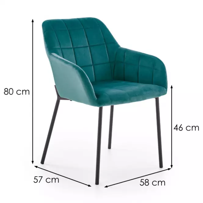 Szék K305 Velvet/Fém Sötétzöld