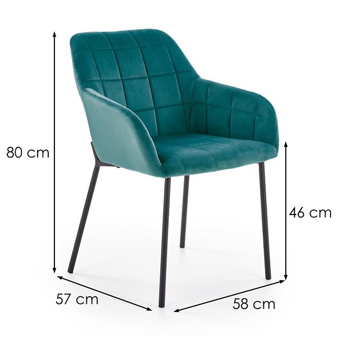 Szék K305 Velvet/Fém Sötétzöld