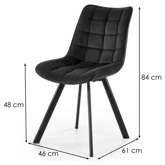 Szék K332 Velvet/Fém fekete,2