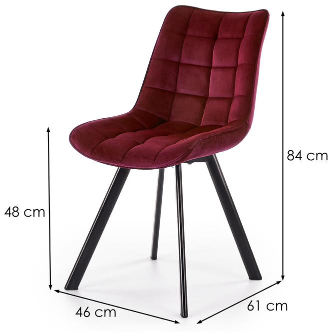 Szék K332 Velvet/Fém Bordó