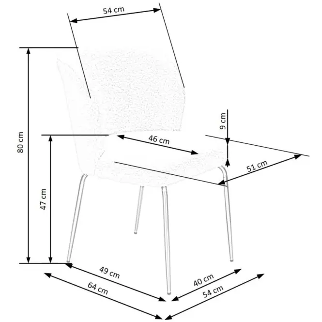 Szék K474 Boucle/Króm Krém/Aranysárga,15