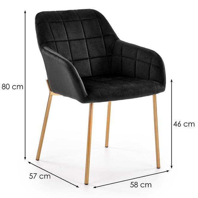 Szék K306 Velvet/Króm fekete/Aranysárga
