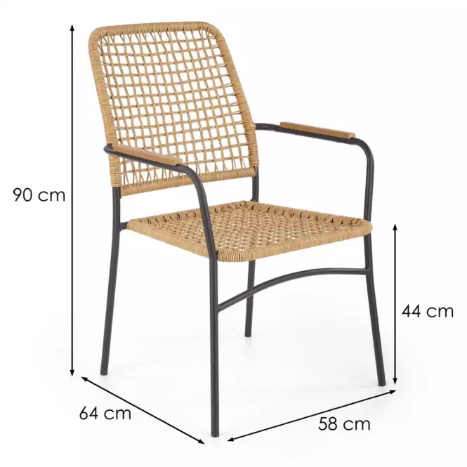 Szék K457 Rattan/Fém Natural/fekete