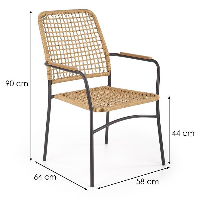 Szék K457 Rattan/Fém Natural/fekete