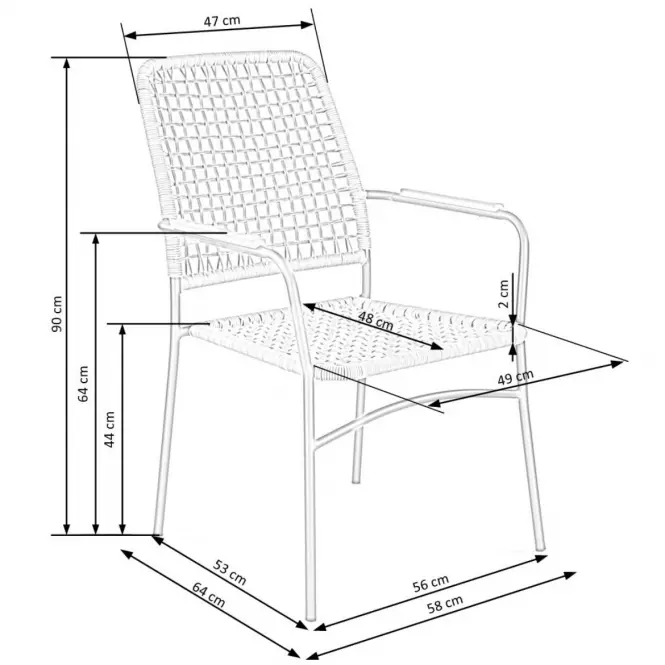 Szék K457 Rattan/Fém Natural/fekete