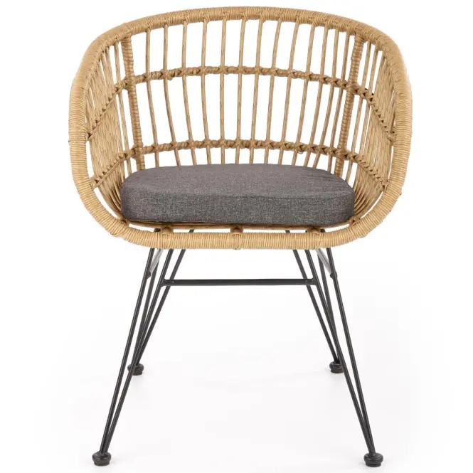Szék K456 Rattan/Szövet/Fém Natural/szürke
