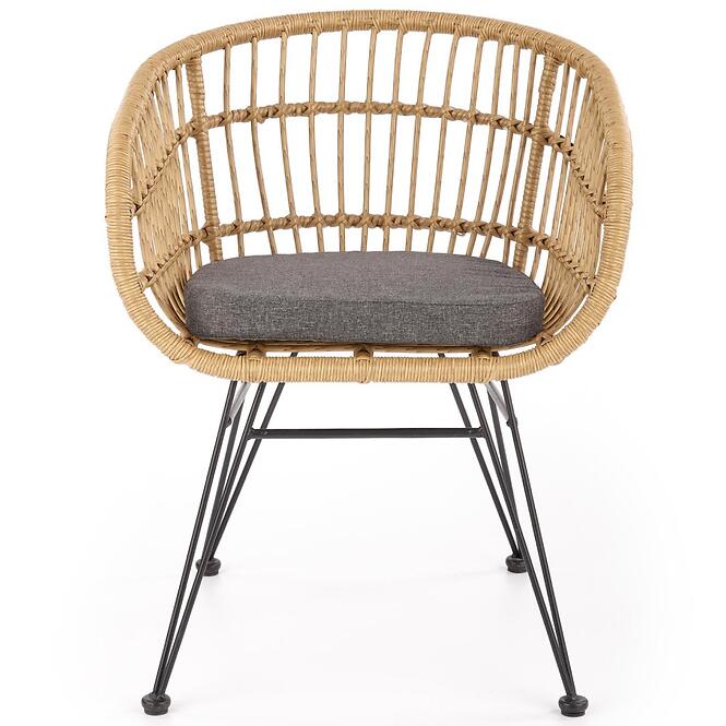 Szék K456 Rattan/Szövet/Fém Natural/szürke,3
