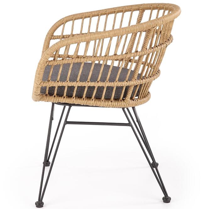 Szék K456 Rattan/Szövet/Fém Natural/szürke