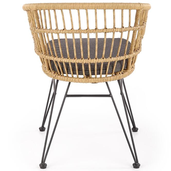 Szék K456 Rattan/Szövet/Fém Natural/szürke