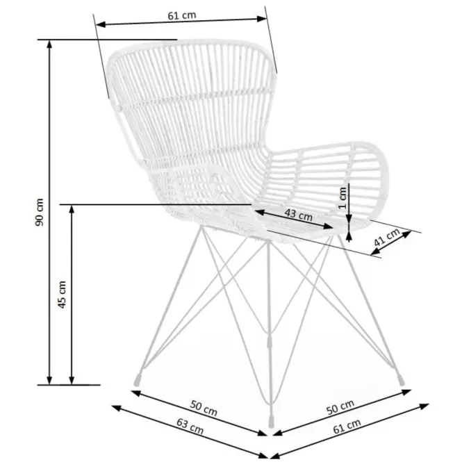Szék K335 Rattan/Fém Natural,3